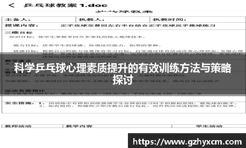 科学乒乓球心理素质提升的有效训练方法与策略探讨